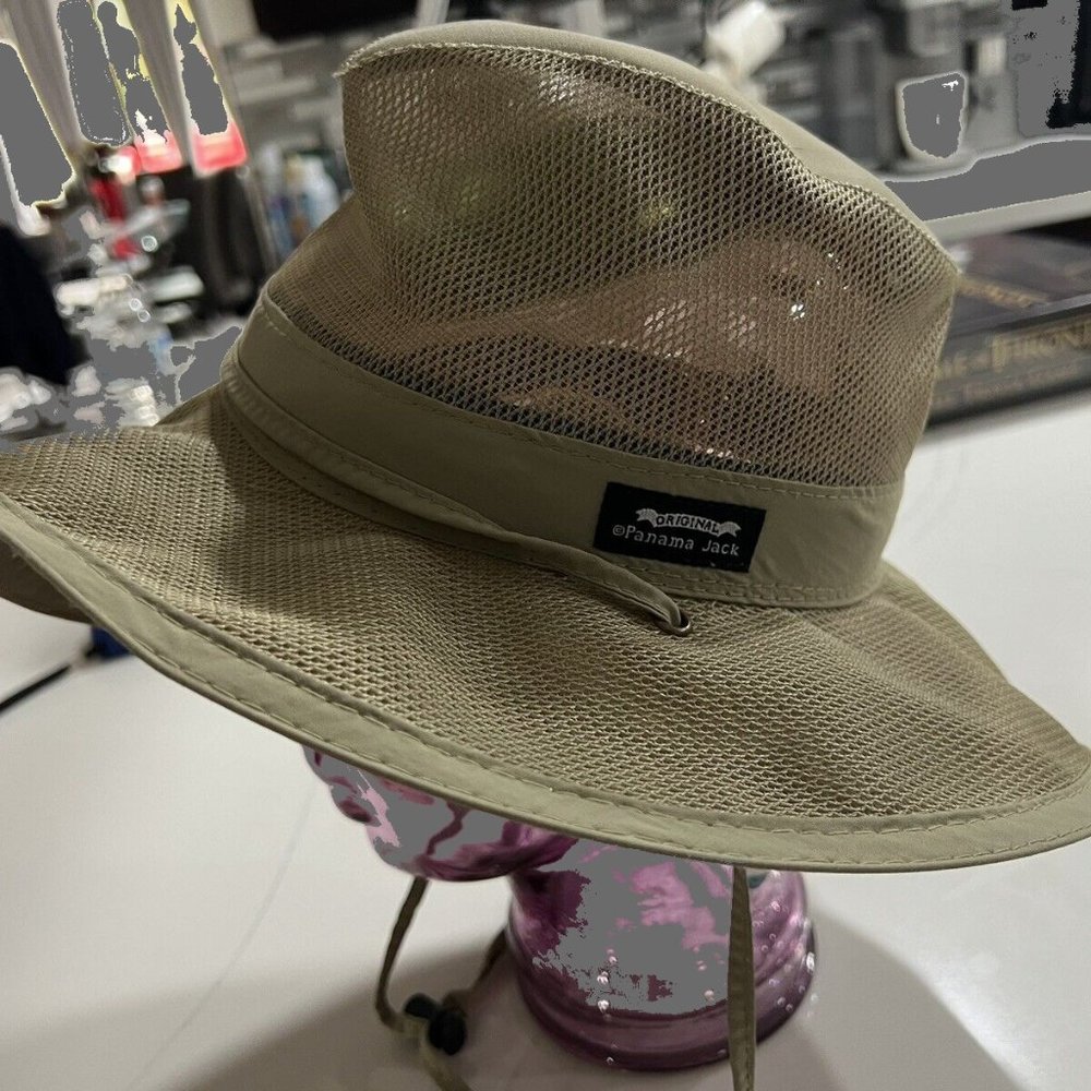 Original Panama Jack Mesh Khaki Tan Safari Hat ~ Adult Size Med